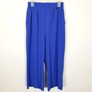 Helly Hansen Women Wide Leg Cropped Pants Size M Blue Elastic Waist Pull On